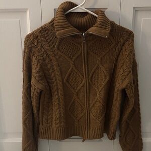Bose Brown Knit Zip-Up Sweater